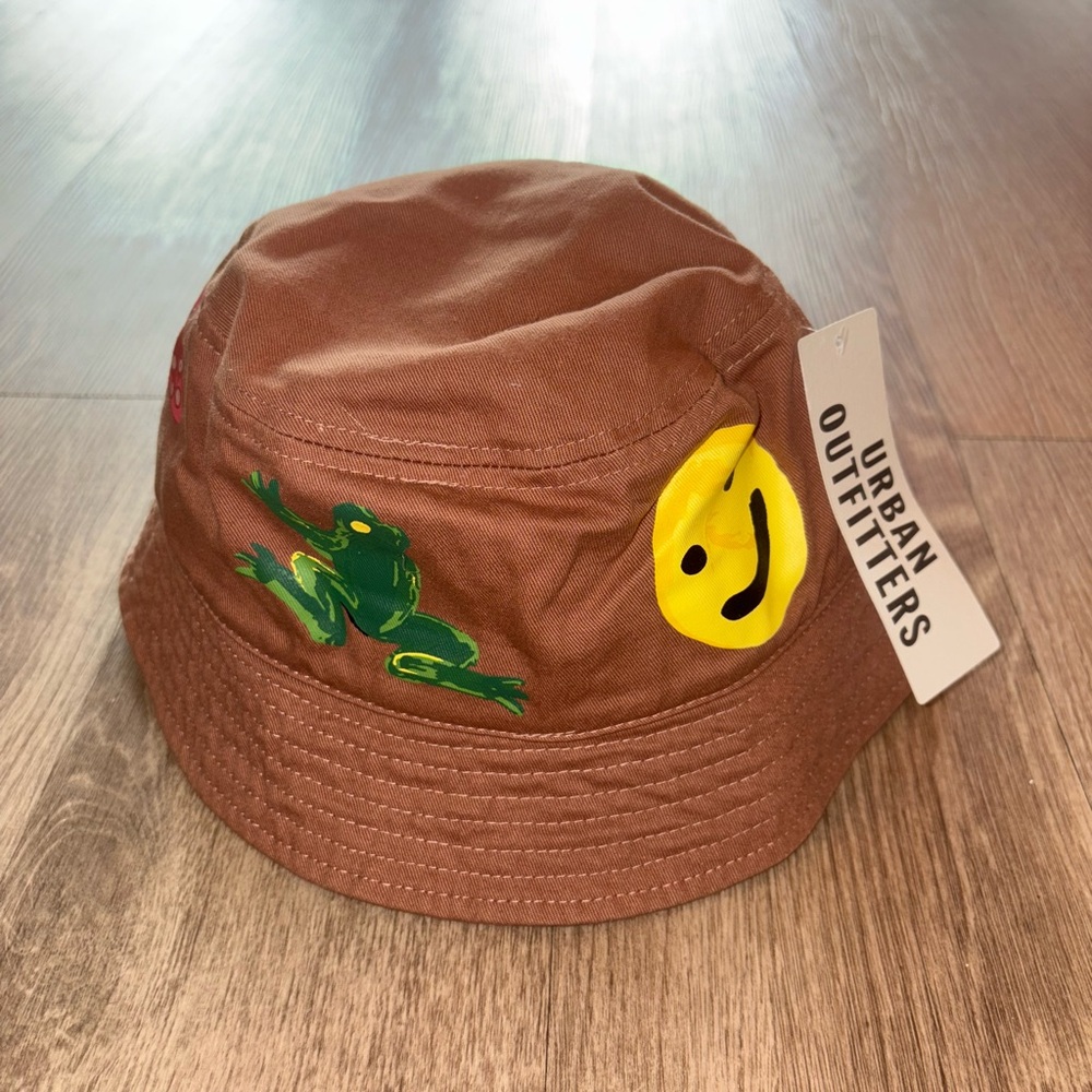 Urban Outfitters Brown Bucket Hat with Orange and Yellow Accents